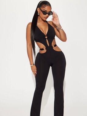 Black Cutout Halter Jumpsuit